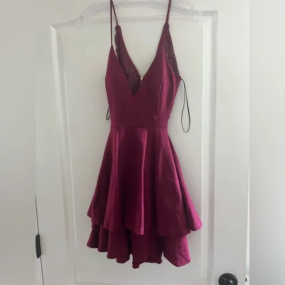 windsor burgundy homecoming dress Burgundy velvet short prom dress, Burgundy homecoming dress Custom Size / Custom Color main image 1